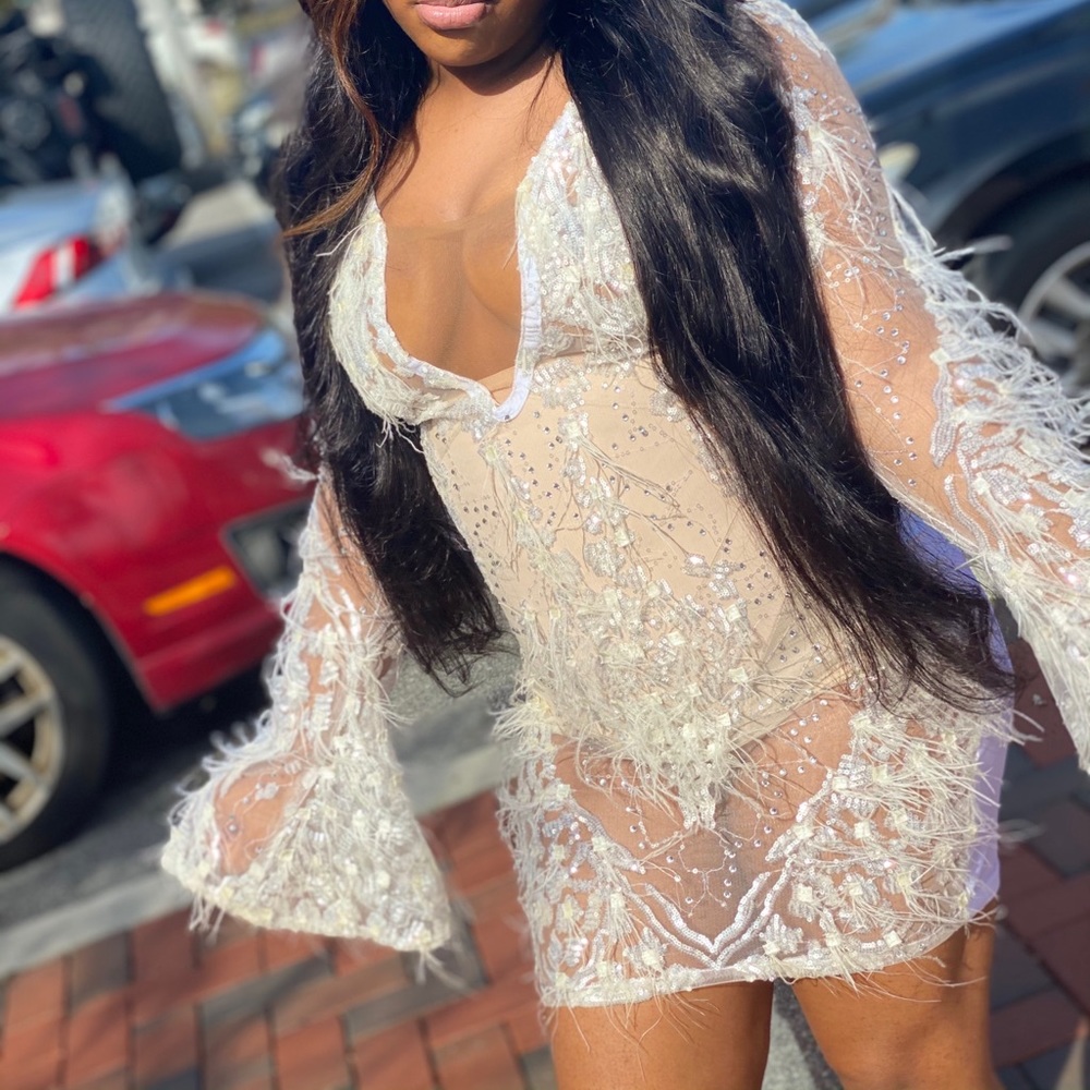 Shane Justin ostrich dress